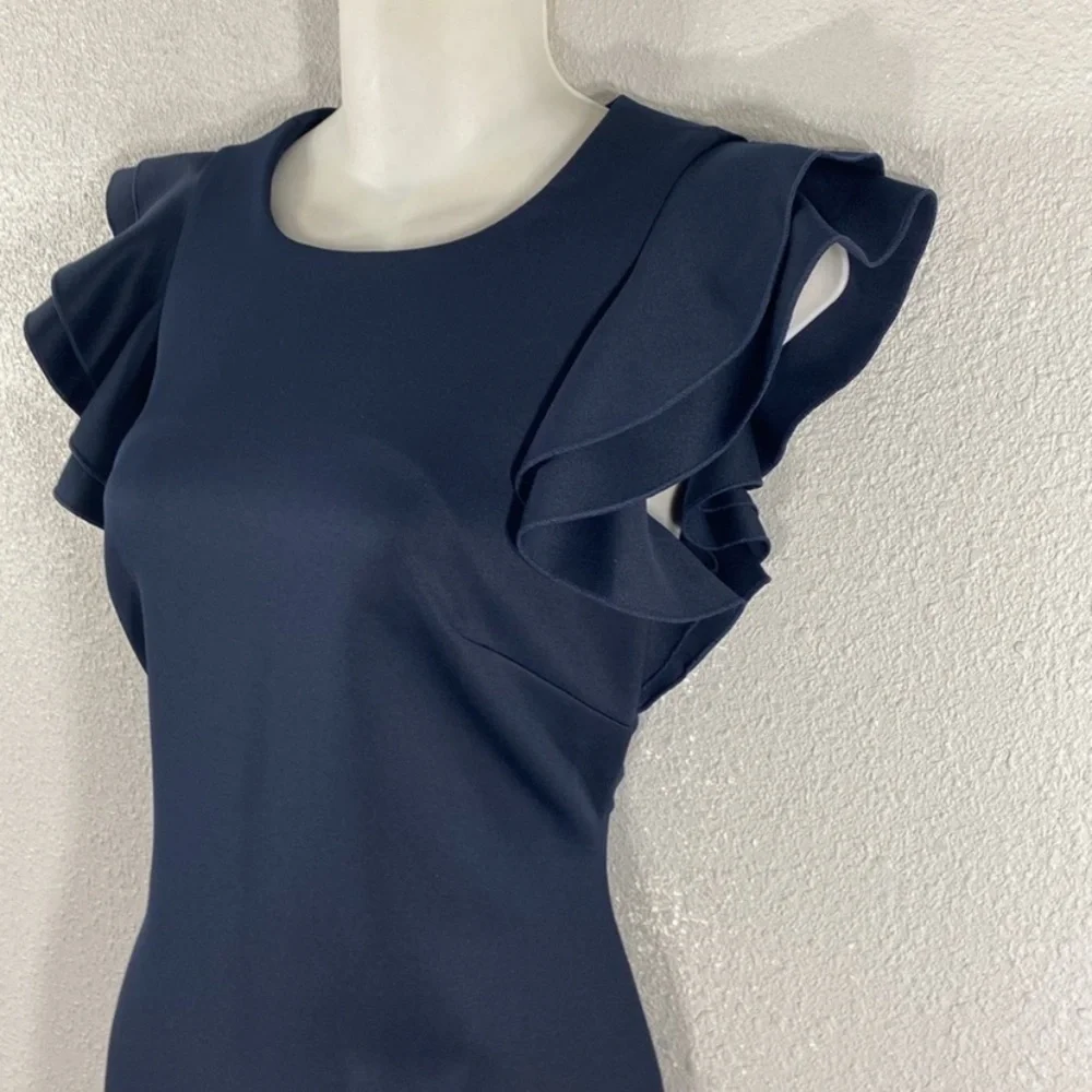 Tommy Hilfiger Navy Blue Scuba Sheath Dress with Flutter Sleeves 4